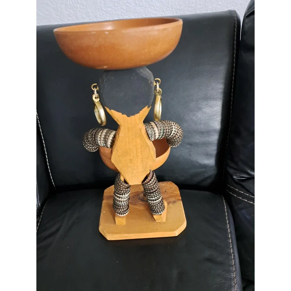 Vintage Bottle Cap Art Man Figure‎ With Two Bowls
